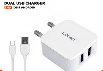 شاحن ماركة لدنيو LDNIO DL-AC200 2.4A USB*2 ISO/ANDROID Image